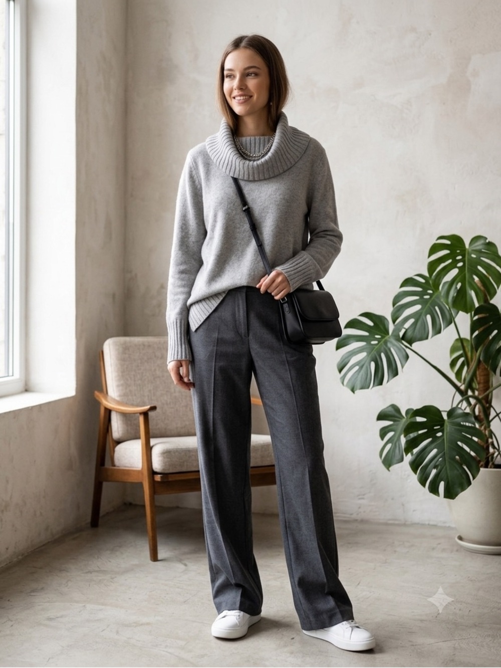 Nautica Grey 100% Cotton Ribbed Cowl Neck Cozy Knit Sweater - Size L
